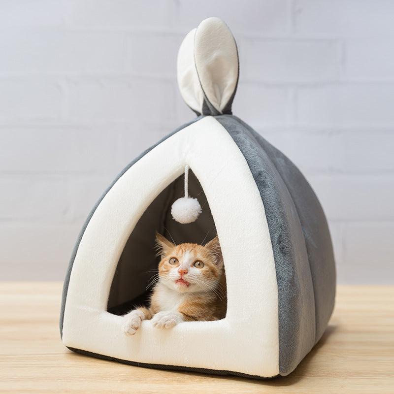 Maison pour chat en tissu avec oreilles