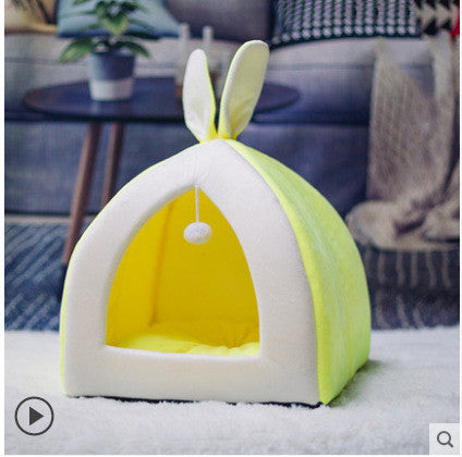 Maison pour chat en tissu avec oreilles