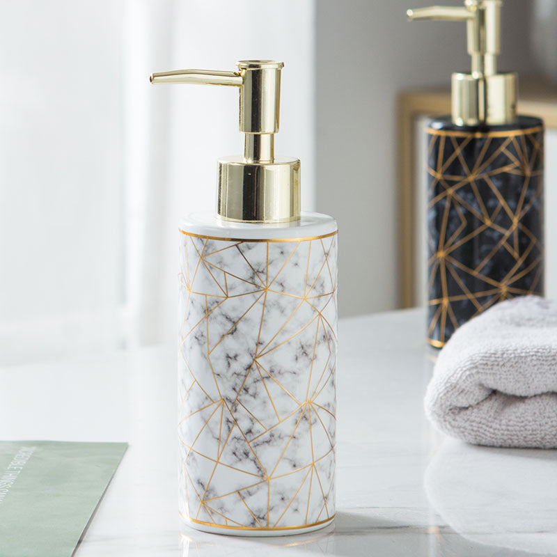 Distributeur de Savon en Céramique Effet Marbre