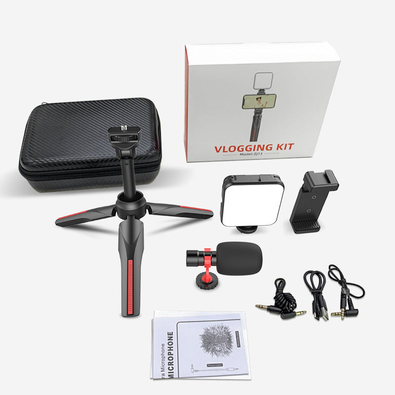Kit Selfie Tripode, Mini Lumière LED et Microphone