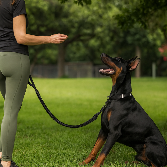 Laisse élastique pour chien avec poignée rembourrée