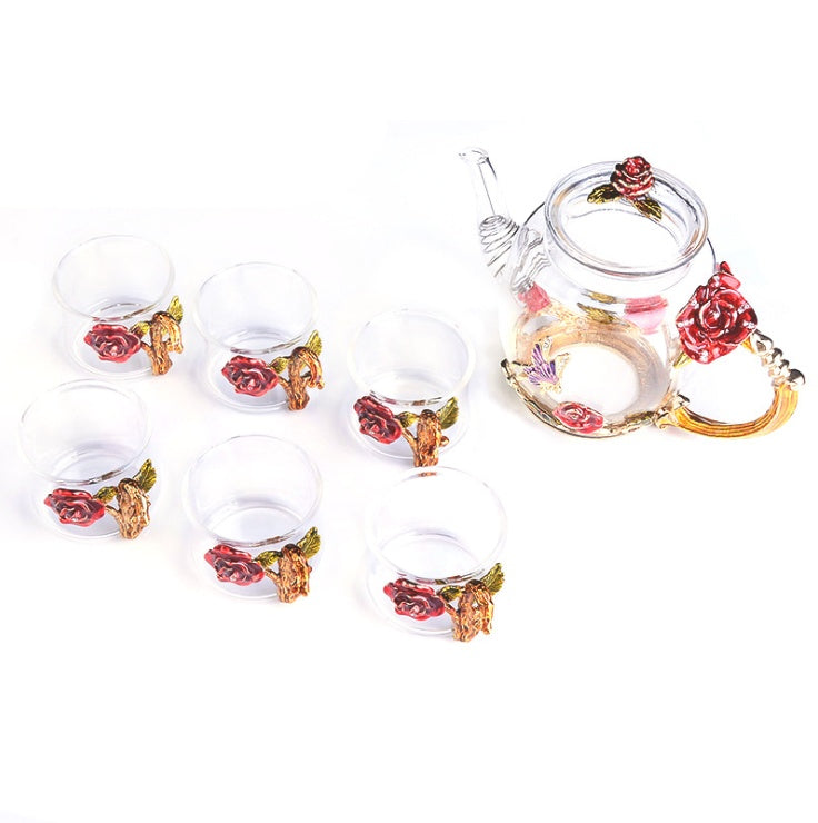 Service à thé chinois en verre avec 6 tasses et boîte cadeau