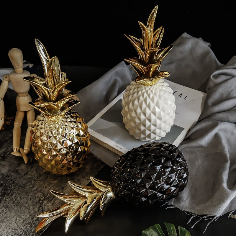 Ananas Céramique Doré