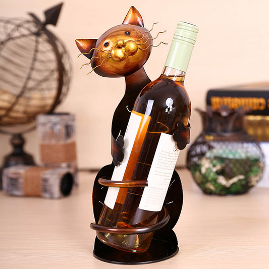 Support à Bouteille de Vin en Forme de Chat