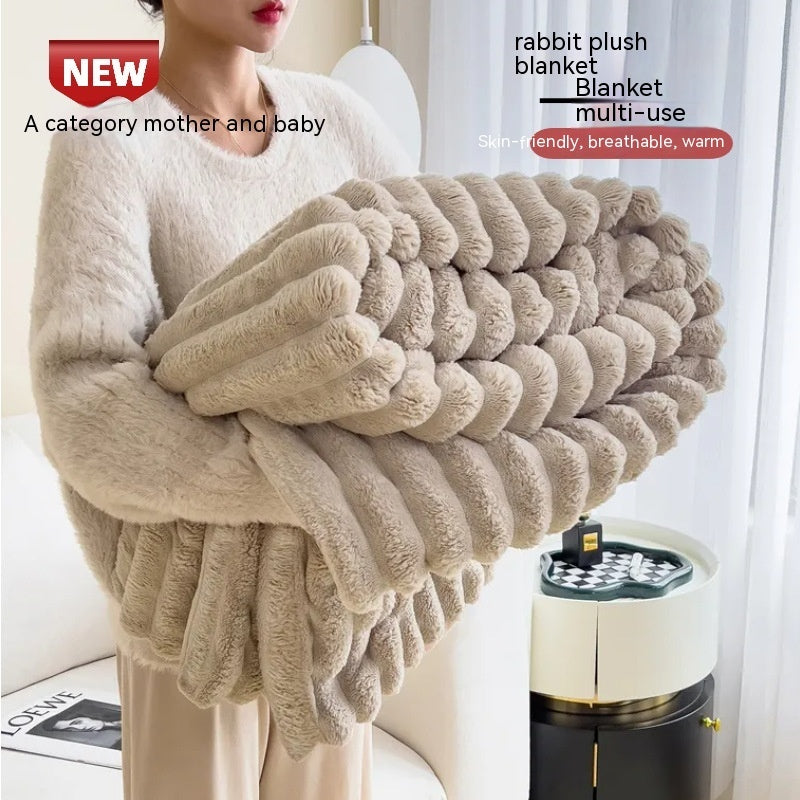 Couverture en Fausse Fourrure de Lapin