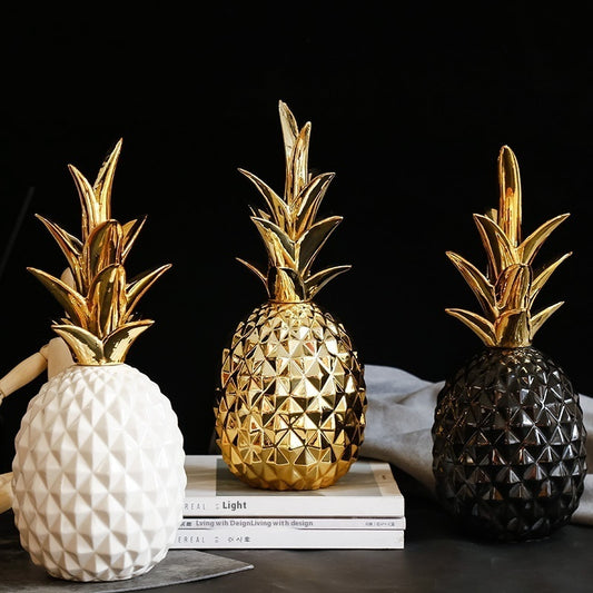 Ananas Céramique Doré