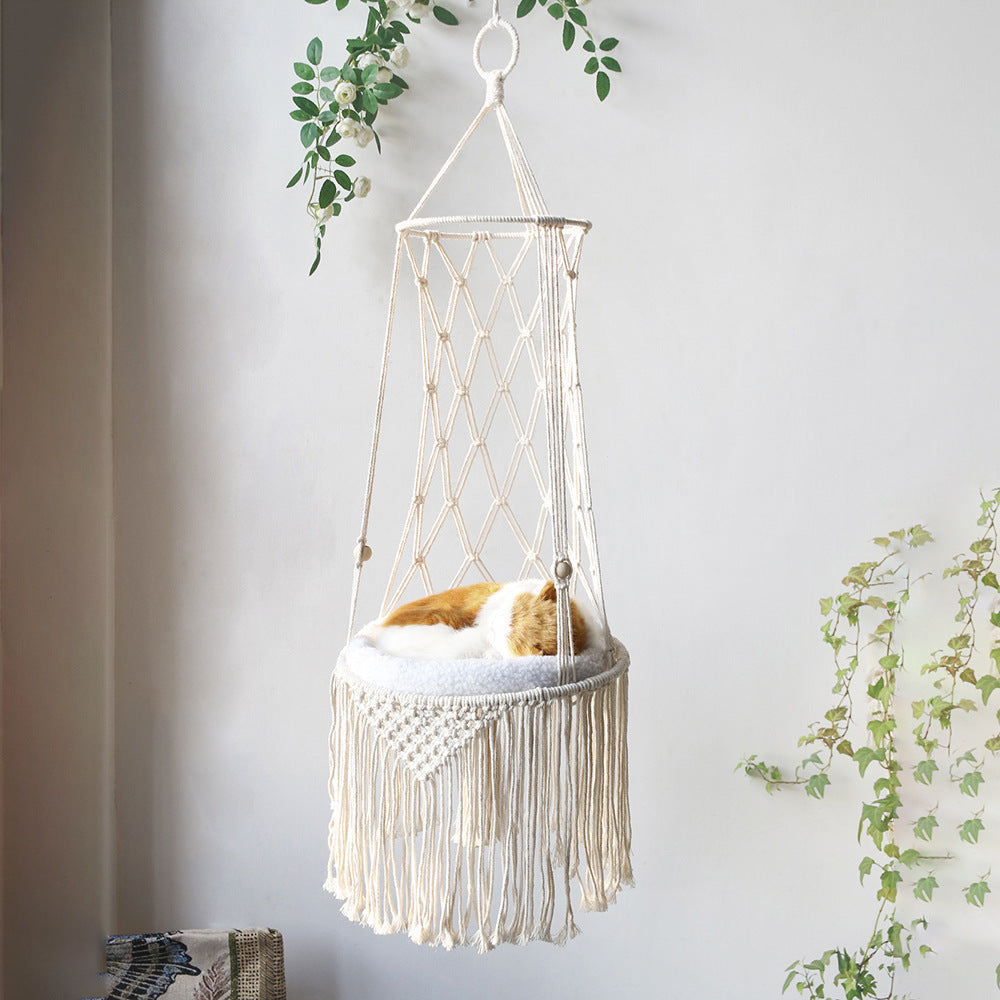 Hamac pour Chat en Macramé – Lit Suspendu