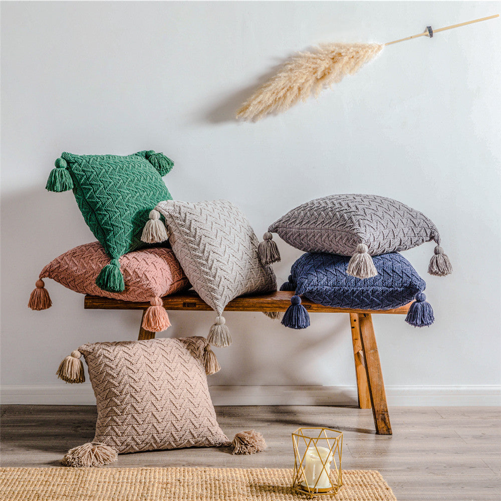 Housse de Coussin Nordique en Tricot Chenille