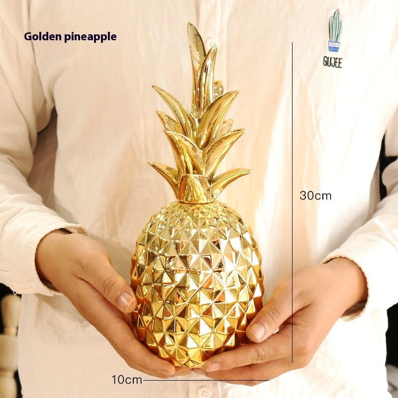 Ananas Céramique Doré