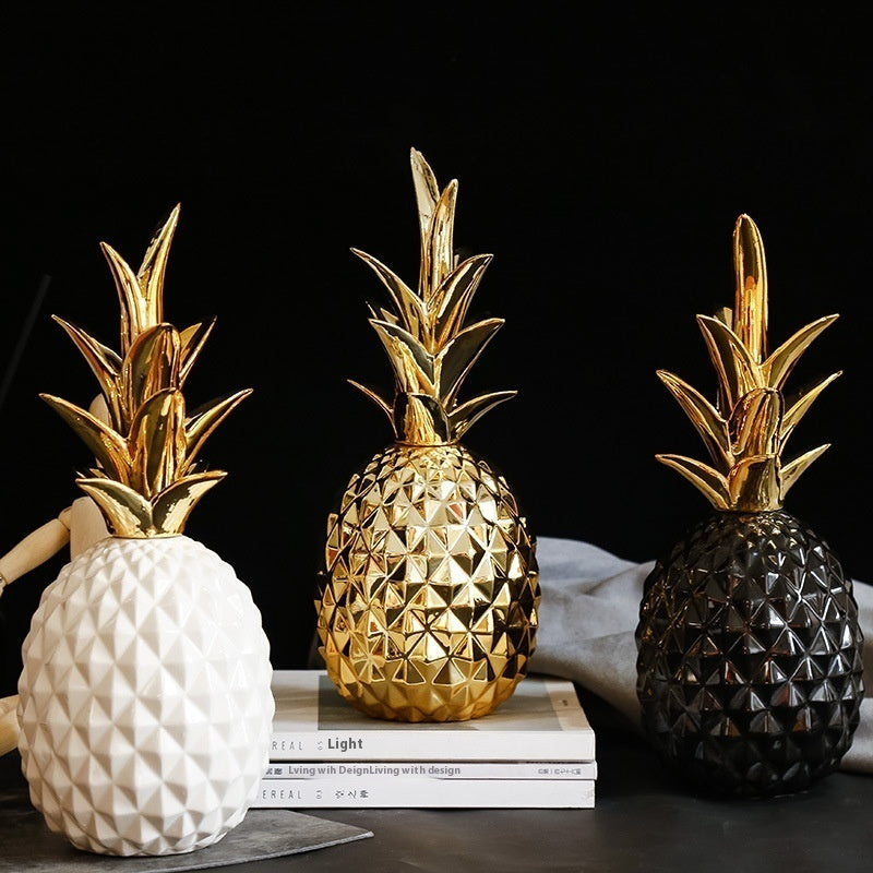 Ananas Céramique Doré